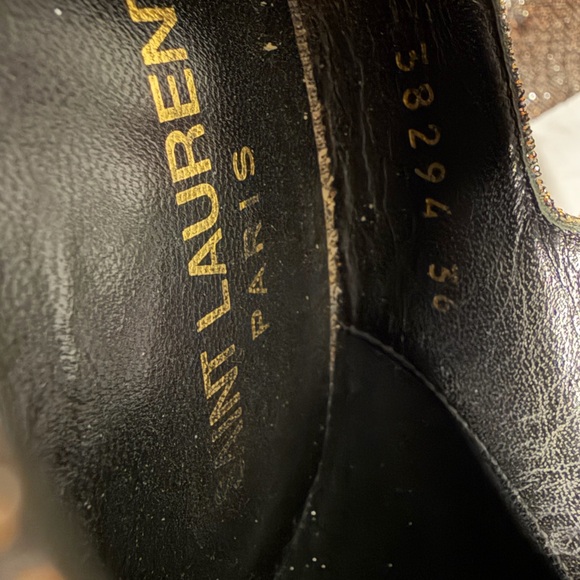 Saint Laurent Paris Women’s High Heels Disco Sparkle Silver / Gold Size 36 - Picture 12 of 12